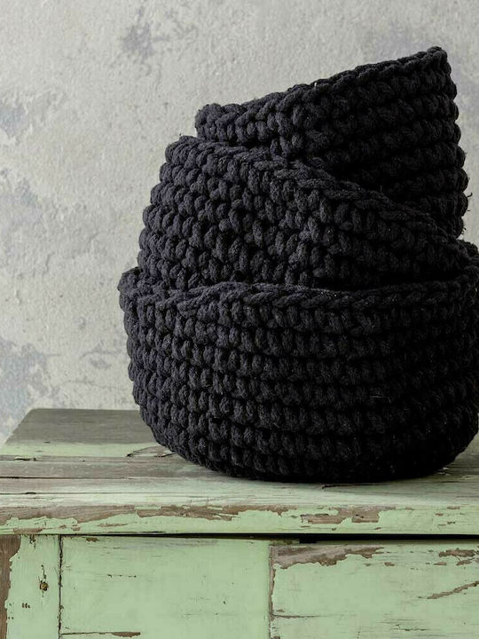 Nima Panier Coș decorativ Din paie Negru 19x19x16buc