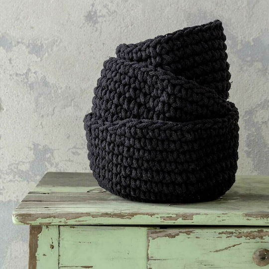 Nima Panier Coș decorativ Din paie Negru 19x19x16buc