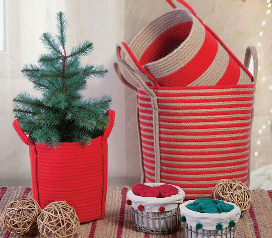 Nef-Nef Homeware Silo Декоративна кошница Текстил с дръжки Червено 22x22x24бр