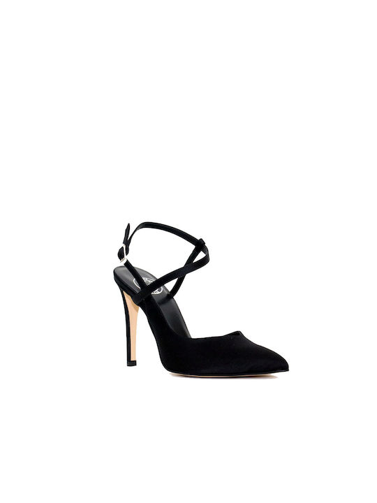 Bilero 901 Black Suede Pumps mit Stiletto-Absatz Schwarz