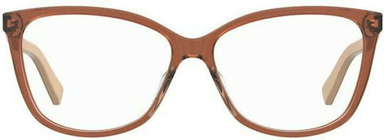 Moschino Plastic Eyeglass Frame Butterfly Brown MOL546 2LF