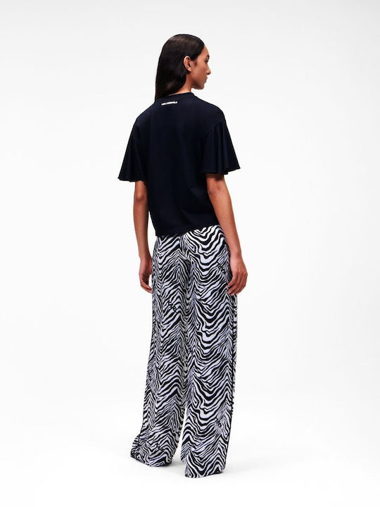 Karl Lagerfeld Women's High-waisted Fabric Trousers Leopard White