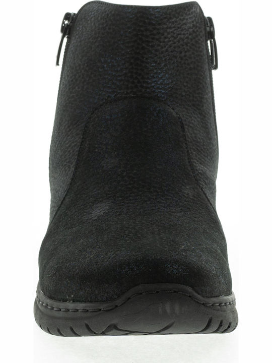 Leder Stiefeletten Damen Schwarz