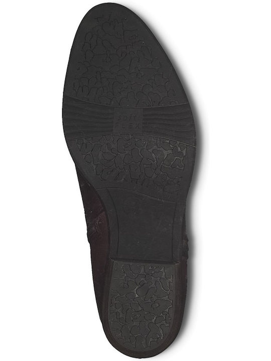 Leder Stiefeletten Damen Burgundisch