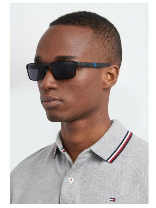 Tommy Hilfiger Men's Sunglasses with Navy Blue Frame and Blue Lens