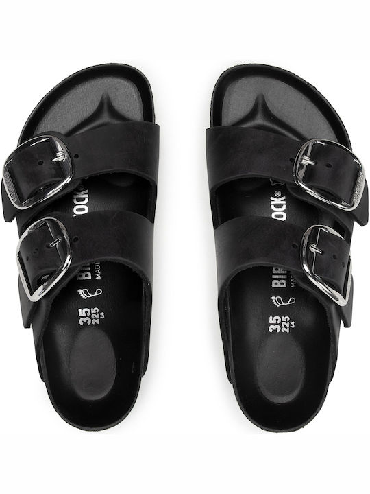 Birkenstock Arizona Big Buckle Δερμάτινα Ανατομικά Σανδάλια σε Μαύρο Χρώμα Regular Fit