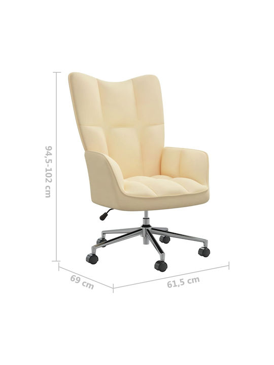 Swivel Visitor Armchair with Wheels Κρεμ 61.5x69x94.5cm