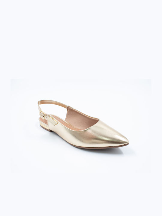 Piccadilly Anatomic Synthetic Leather Pointy Slingback Ballerinas Gold