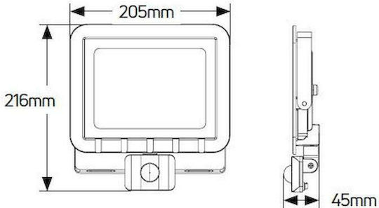 Geyer Waterproof LED Floodlight 50W Warm White 3000K with Motion Sensor IP44