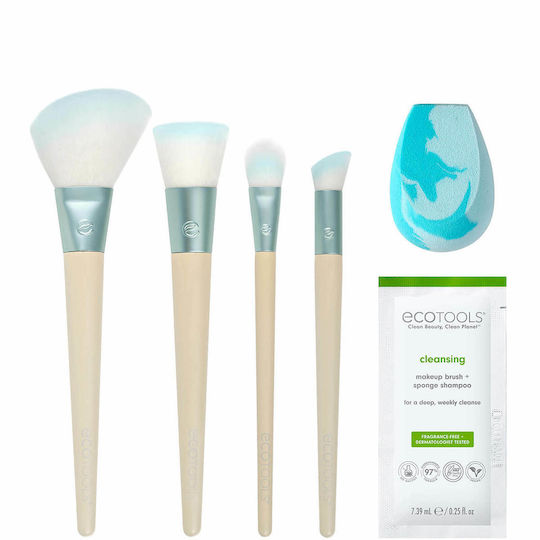 EcoTools Комплект с Четки за Грим от Синтетичен Косъм Ready Set Glow 5 Бройки