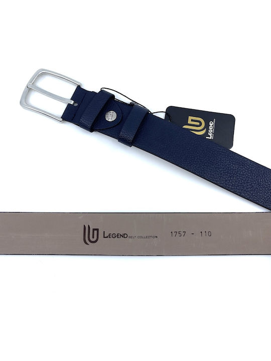 Wide Men's Belt from Artificial Leather Blue
