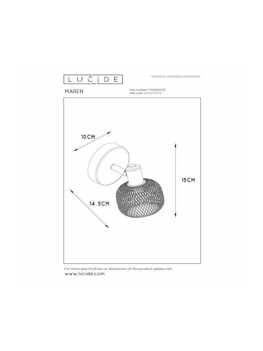 Lucide Lightning Maren Single Spot with Socket E14 in Black Color