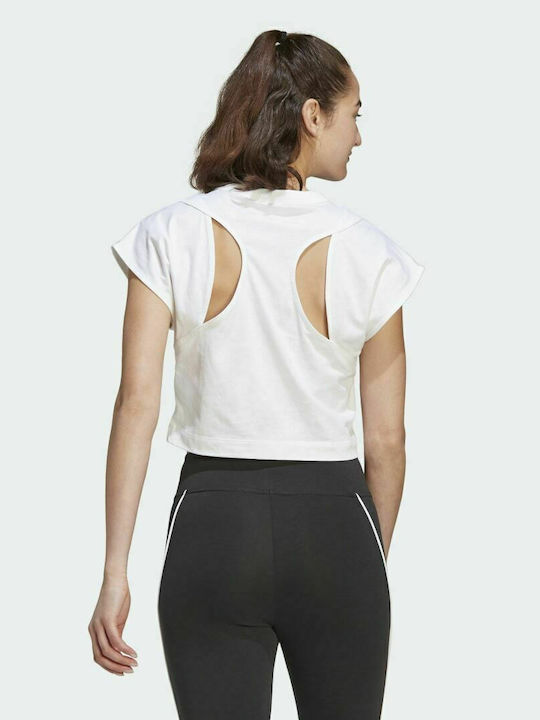 Adidas Damen Sportliches Crop Top Kurzarm Weiß