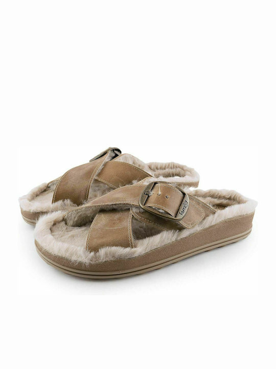 Fantasy Sandals Anatomische Damen Hausschuhe in Beige Farbe