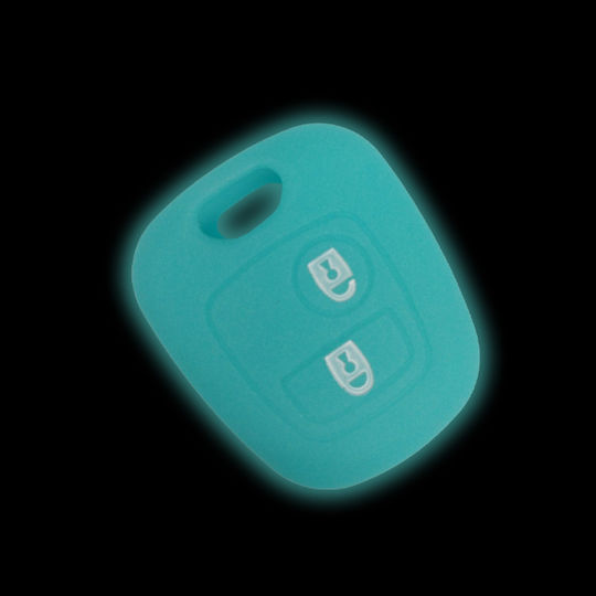 Silicone Car Key Cover Case with 2 Buttons for Citroen / Peugeot / Toyota Turquoise
