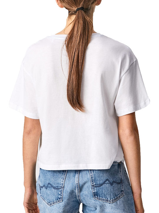 Pepe Jeans Ivonne Γυναικείο Crop T-shirt Λευκό