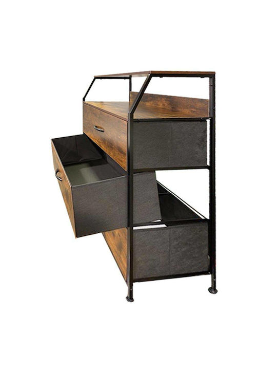 Drawers Storage Τiger Made of Metal & Wood with 3 Drawers L60xW39xH90cm