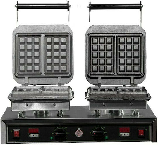 M&M equipment WAF ΑD/Β-Β Επαγγελματική Βαφλιέρα Διπλή Άνοιγμα 90° για Τετράγωνες Βάφλες