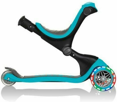 Globber Kids Scooter Foldable Go-Up Deluxe Lights 3-Wheel with Seat Blue