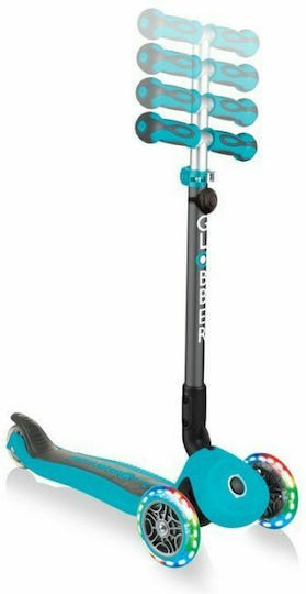 Globber Kids Scooter Foldable Go-Up Deluxe Lights 3-Wheel with Seat Blue