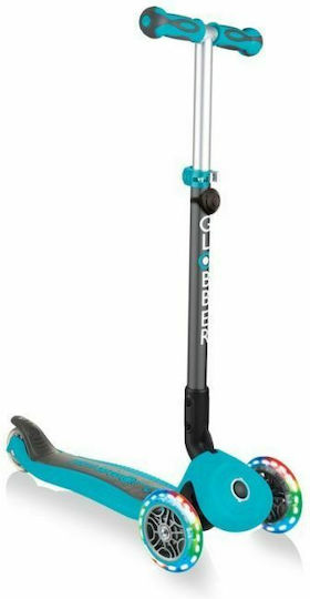 Globber Kids Scooter Foldable Go-Up Deluxe Lights 3-Wheel with Seat Blue