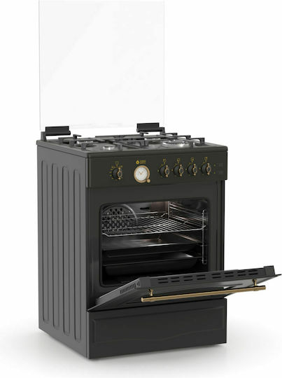 Thermogatz TGS 4222 RUSTIC ANTH Κουζίνα Υγραερίου 49lt με Εστίες Υγραερίου Π60εκ. Γκρι