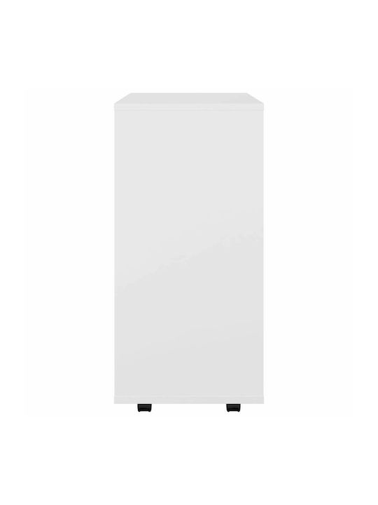 vidaXL Office Storage Cabinet Wooden with Wheels White 60x35x75cm