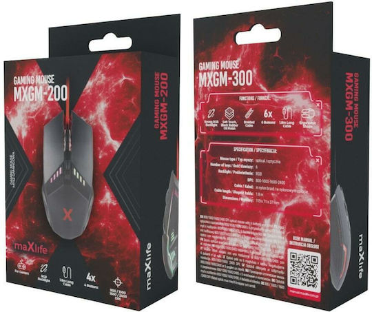 Maxlife MXGM-200 RGB Gaming Gaming Maus Schwarz