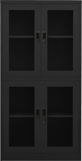 Ντουλάπα Γραφείου από Μέταλλο & Γυάλι 90x40x180cm