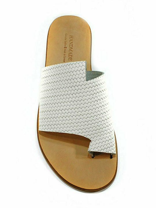 Women's leather sandals in white color