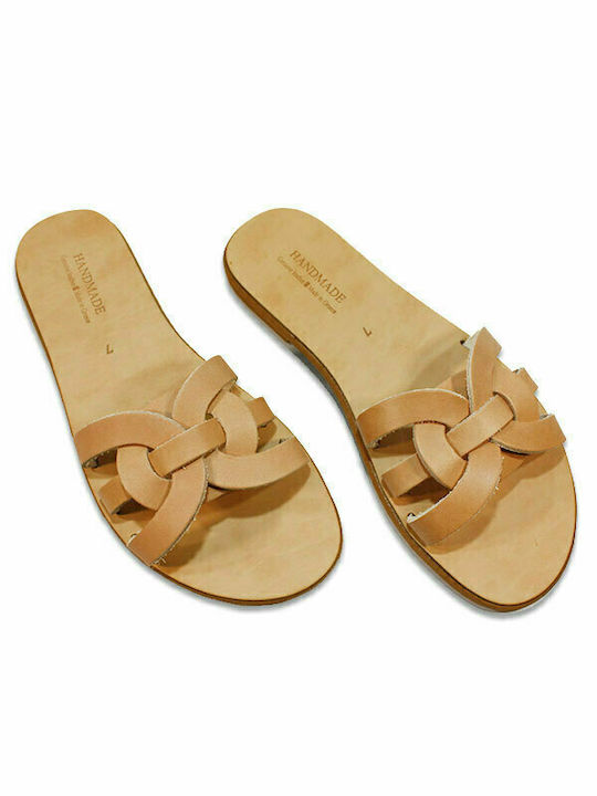 Women's leather sandals in natural color