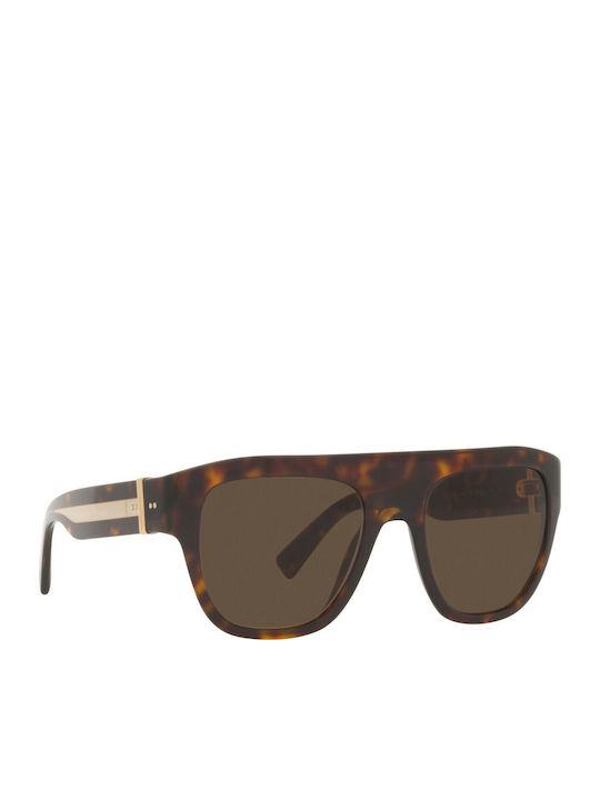 Dolce & Gabbana Women's Sunglasses with Gold Tartaruga Horn-Rimmed Frame and Brown Lenses DG4398 502/73