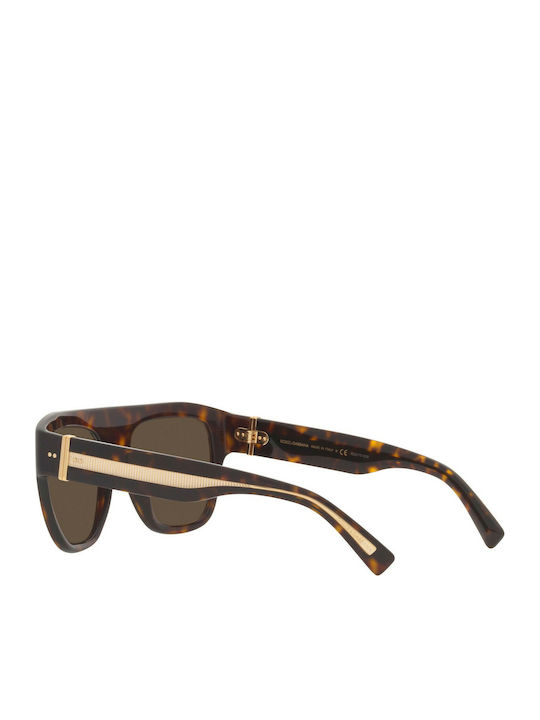 Dolce & Gabbana Women's Sunglasses with Gold Tartaruga Horn-Rimmed Frame and Brown Lenses DG4398 502/73
