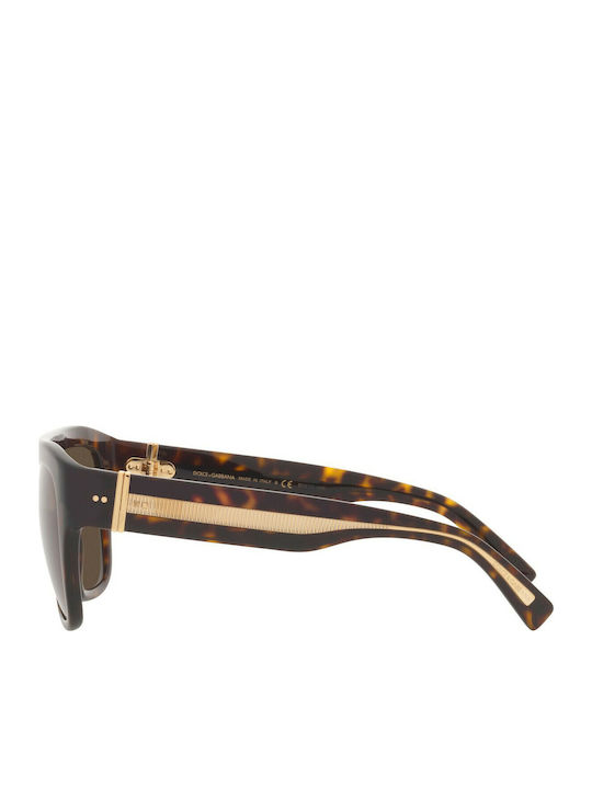 Dolce & Gabbana Women's Sunglasses with Gold Tartaruga Horn-Rimmed Frame and Brown Lenses DG4398 502/73