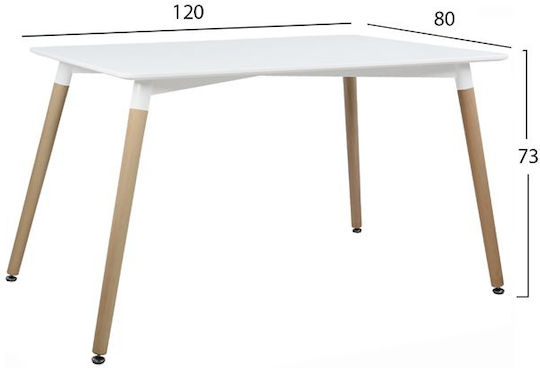 Τραπέζι Κουζίνας Minimal με 4 Καρέκλες 120x80εκ. Λευκή