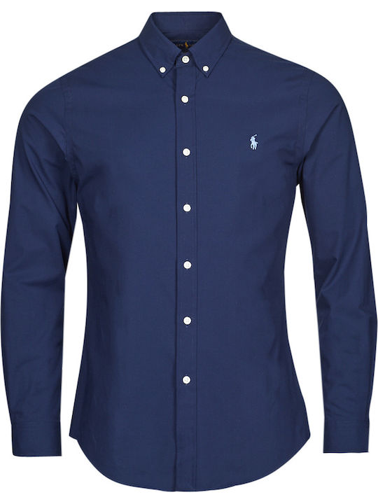 Long-sleeved Cotton Shirt Navy Blue