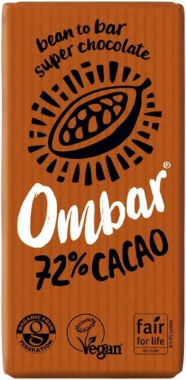 Ombar Organic Raw Organic Chocolate Dark Vegan with 72% Cocoa Sugar-Free 35gr