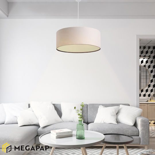 Megapap Monahan Висящо Осветително Тяло Бежов с Цокъл E27 38x20x70см.