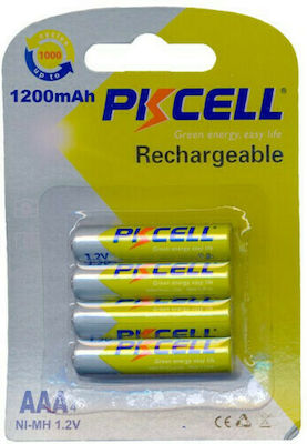 Pkcell Rechargeable Battery AAA Ni-MH 1200mAh 1.2V 4pcs