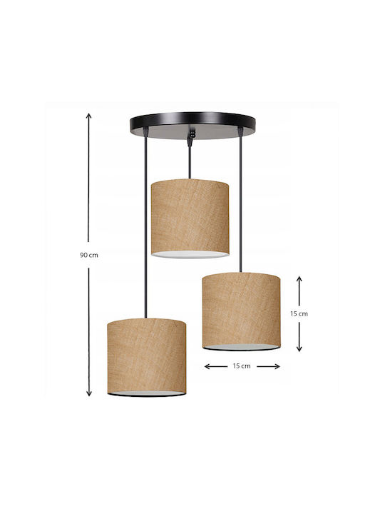 Megapap Rosie Pendant Light Beige with Socket E14, E.14 15x15x90cm