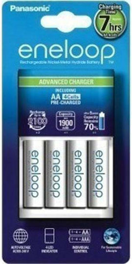 Panasonic Eneloop Advanced BQ-CC17 Charger 4 Batteries Ni-MH Size AA/AAA Set with 4x AA 1900 mAh in White color