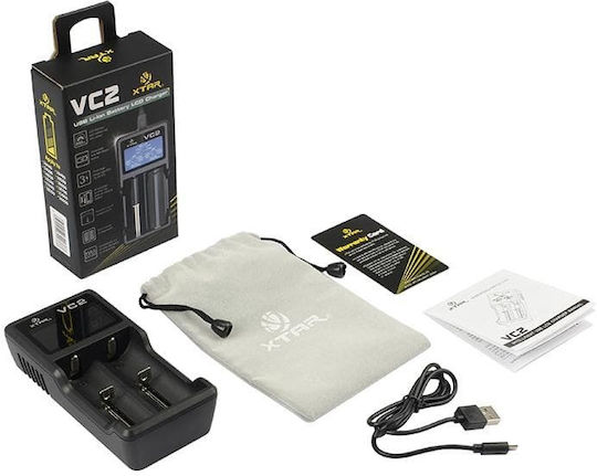 XTAR VC2 USB Charger 2 Batteries Li-ion/Ni-MH Size 18650/16340/26650/14500
