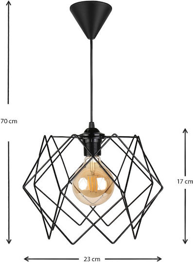 Megapap Pyant Pendant Light Black Grid with Socket E27 23x17x70cm