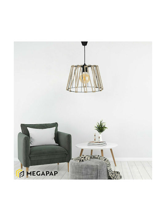 Megapap Andrew Pendant Light Black with Rope for Socket E27 30x30x20cm