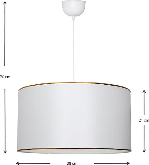 Megapap Alloy Κρεμαστό Φωτιστικό Λευκό με Ντουί E27 38x20x70εκ.