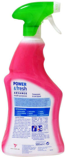 Dettol Power & Fresh Advance Spray de Curățare de Utilizare Generală cu Acțiune de Dezinfectare Rodie și lămâie verde 1x500ml
