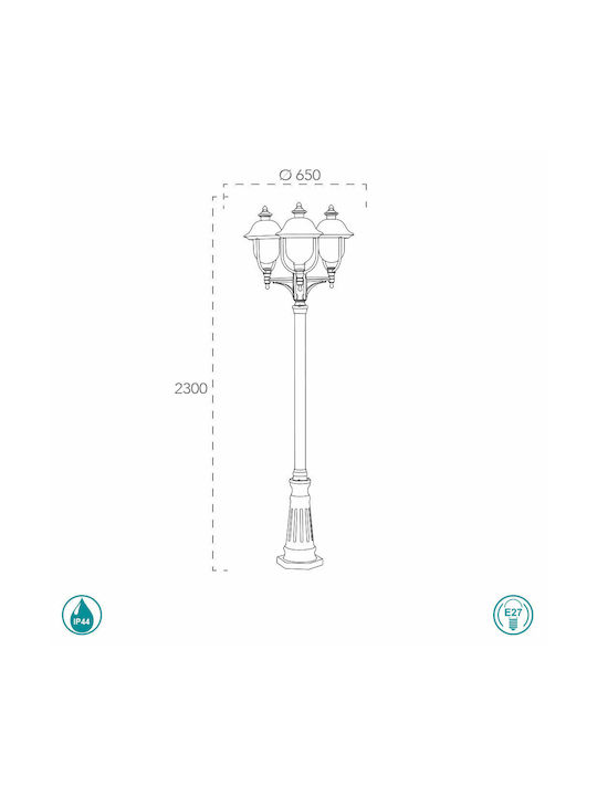 Fan Europe Venezia Lantveneziap3 Φωτιστικό Κολώνα Εξωτερικού Χώρου 60W IP44 για Ντουί E27 Χάλκινο