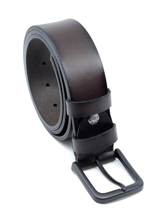 Wide Men's Belt Leather Coffee