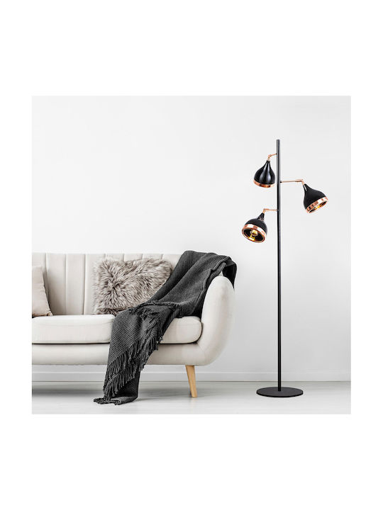 Yildo Floor Lamp H163xW52cm. with Socket for Bulb E27 Black
