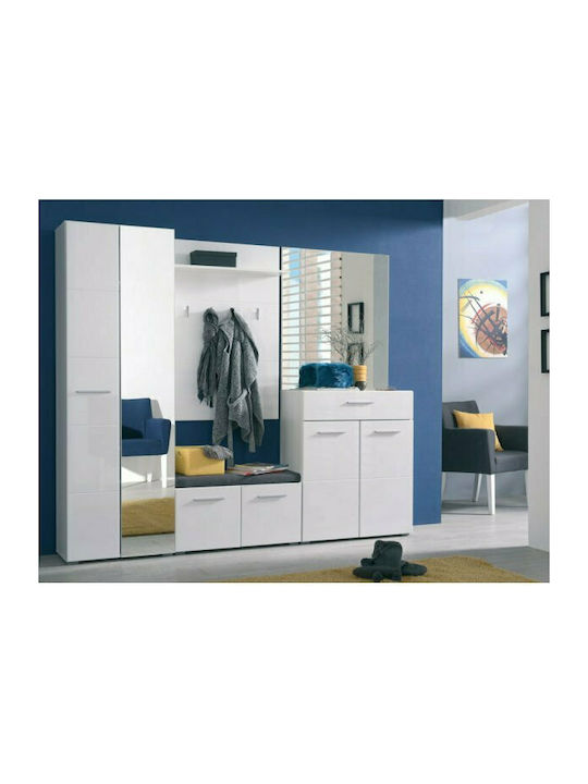 Beny 2K OG Entry Furniture with Mirror / Shoe Rack & Wardrobe White 60x35x192.5cm